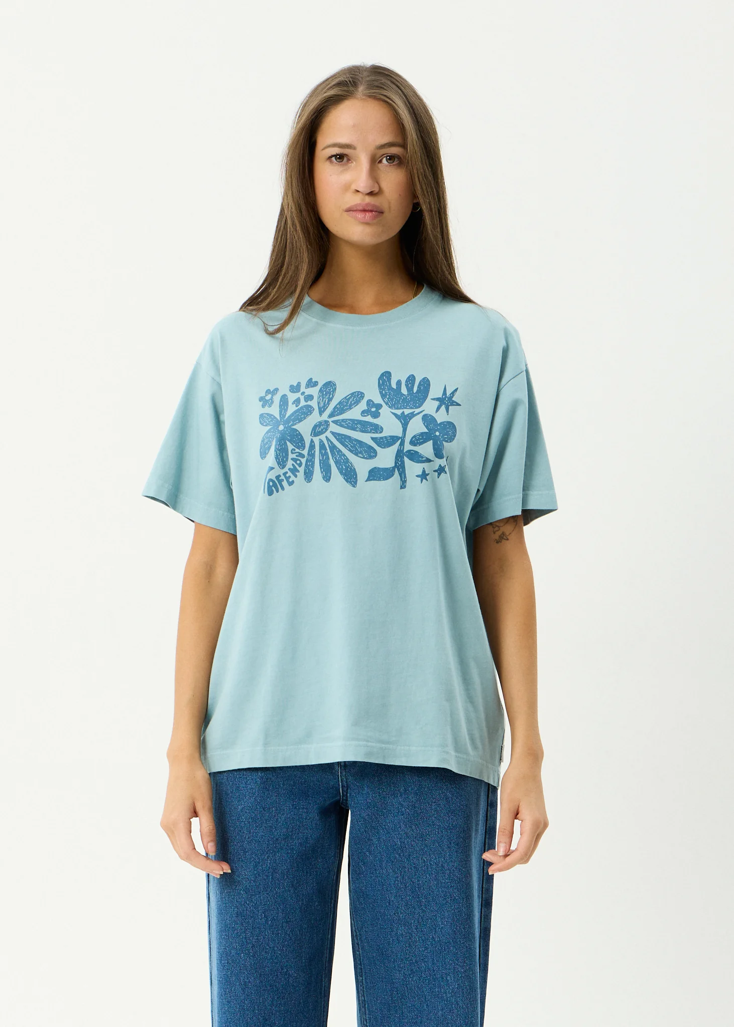 AFENDS Womens Garden Variety - Oversized Tee - Overcast