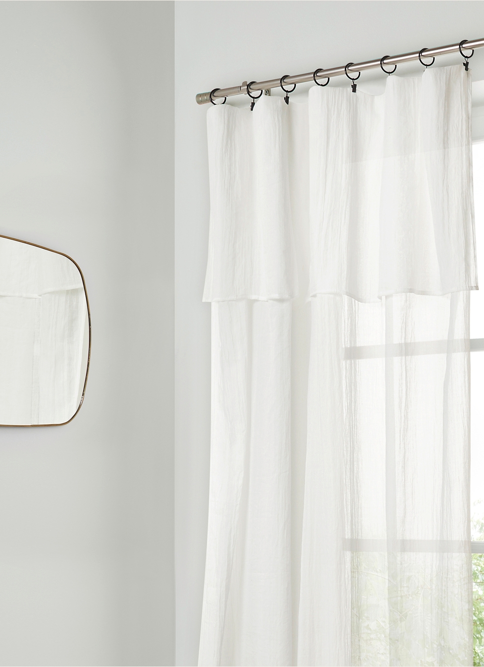 VOILAGE LÉGÈREMENT FROISSÉ FINITION DROITE H300 CM BLANC