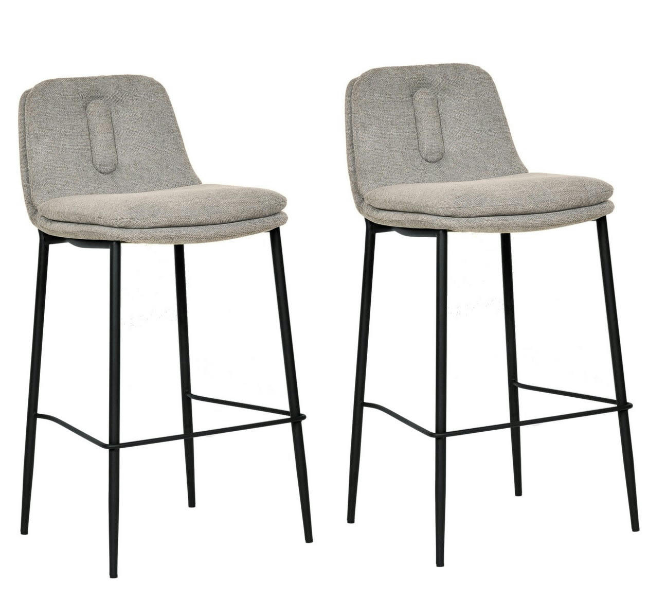 MGM - 2 Chaises de bar en tissu gris clair