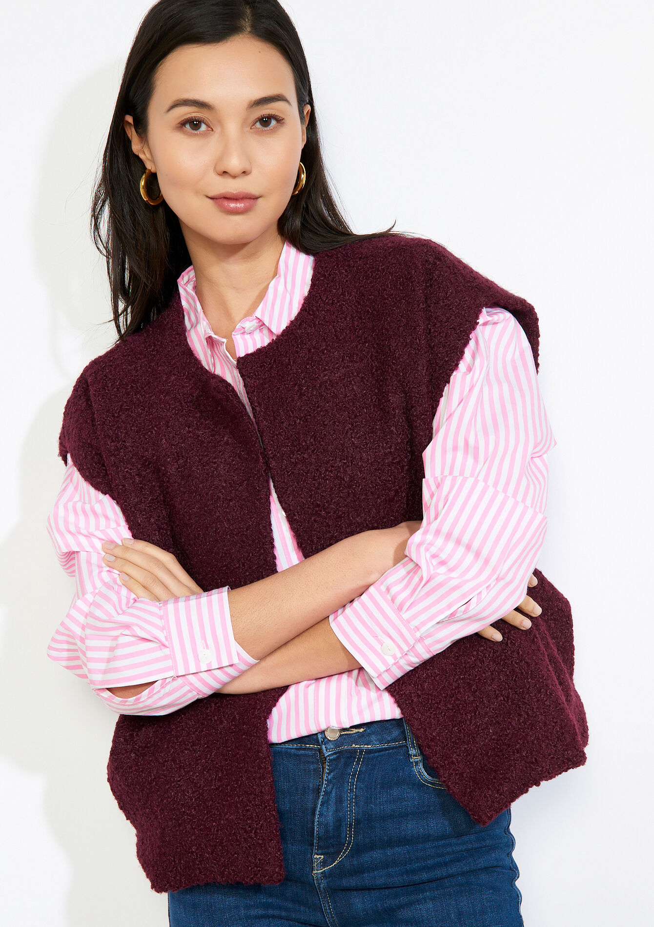 Mouwloos vest met structuur