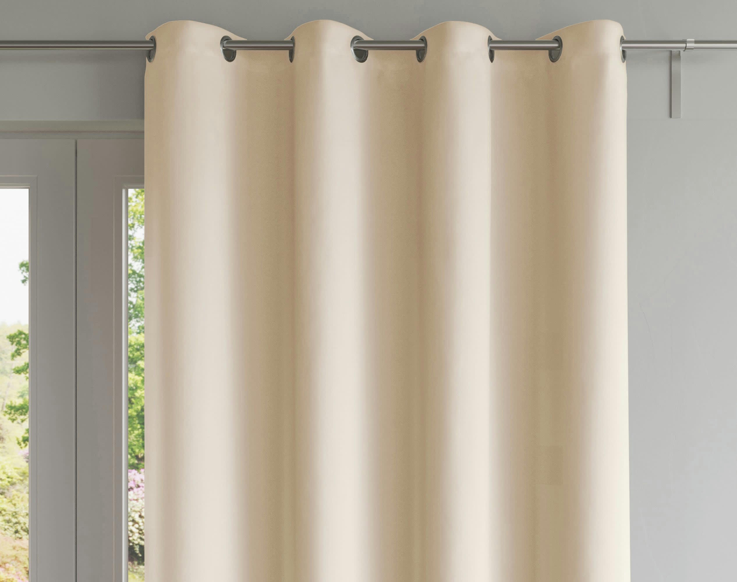 DREAMZ - Paire de rideaux 135x180 en coton beige naturel