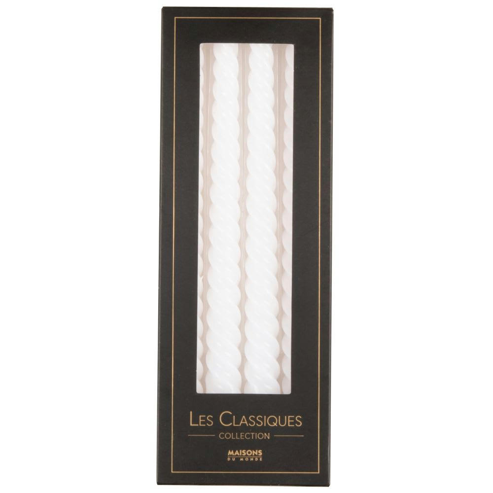 - Bougies longues torsadées blanches (x4)