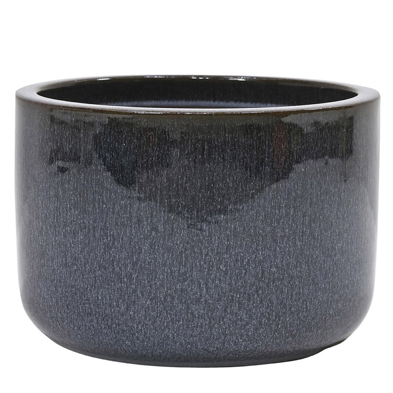 Pot en terre cuite Glazed noir fumé Ø 37,5 x 25 cm