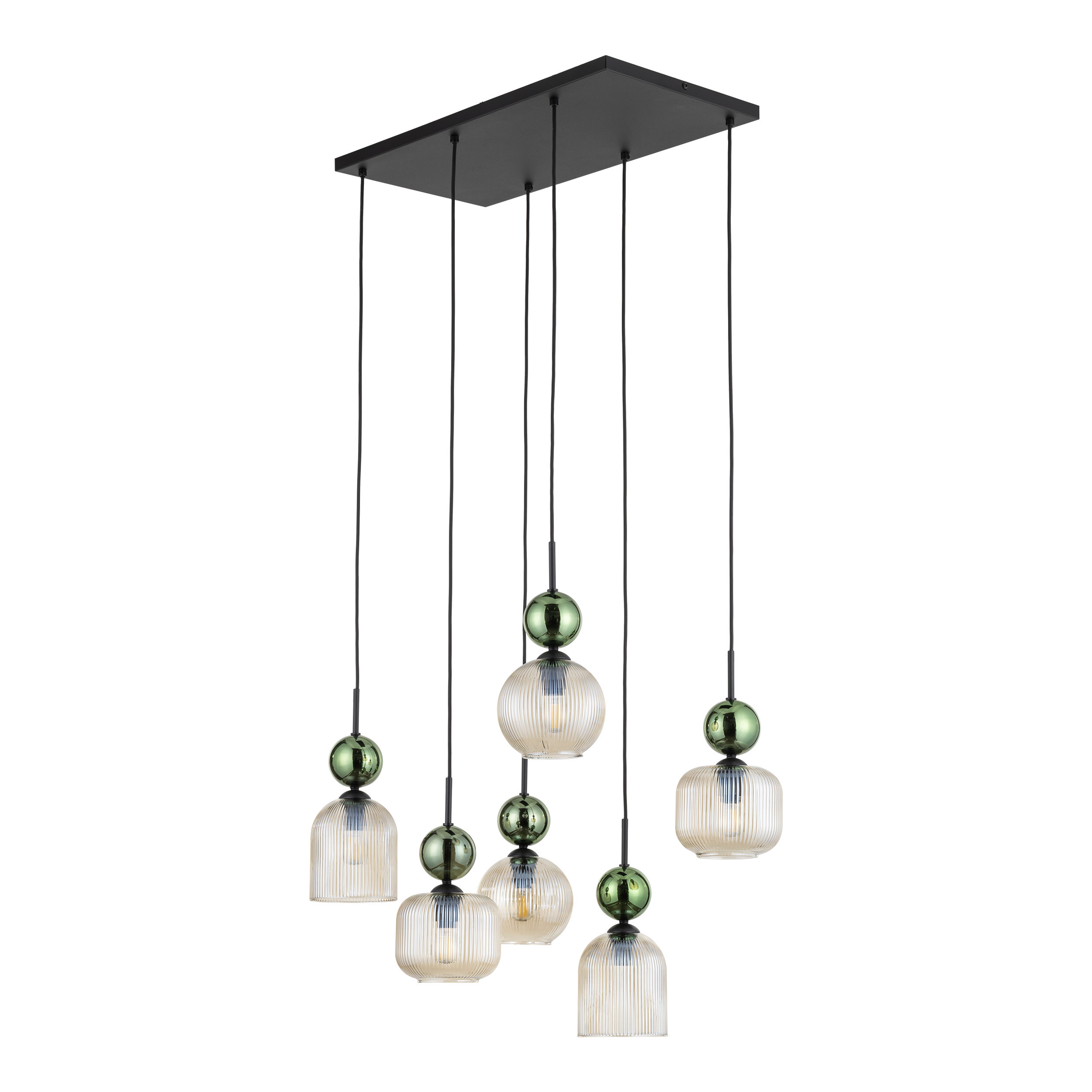 Lampa Wisząca Tk Lighting Sophia Zielona Kulka Koniakowe Klosze Ryflowane