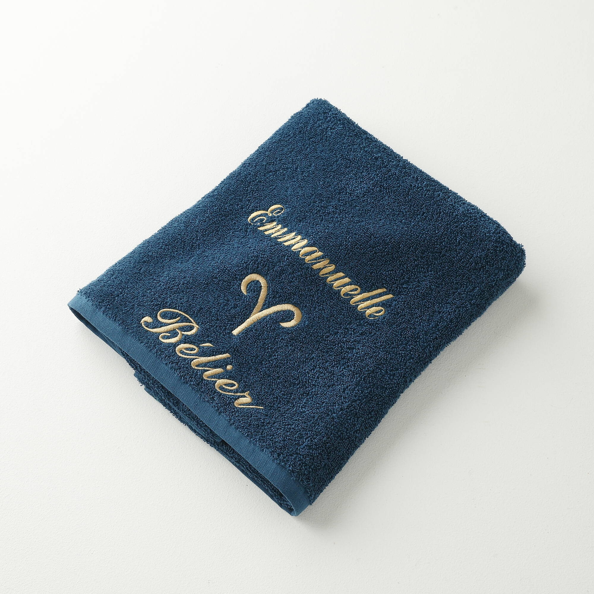 Serviettes de bain brodées Bélier personnalisable - 420g/m2