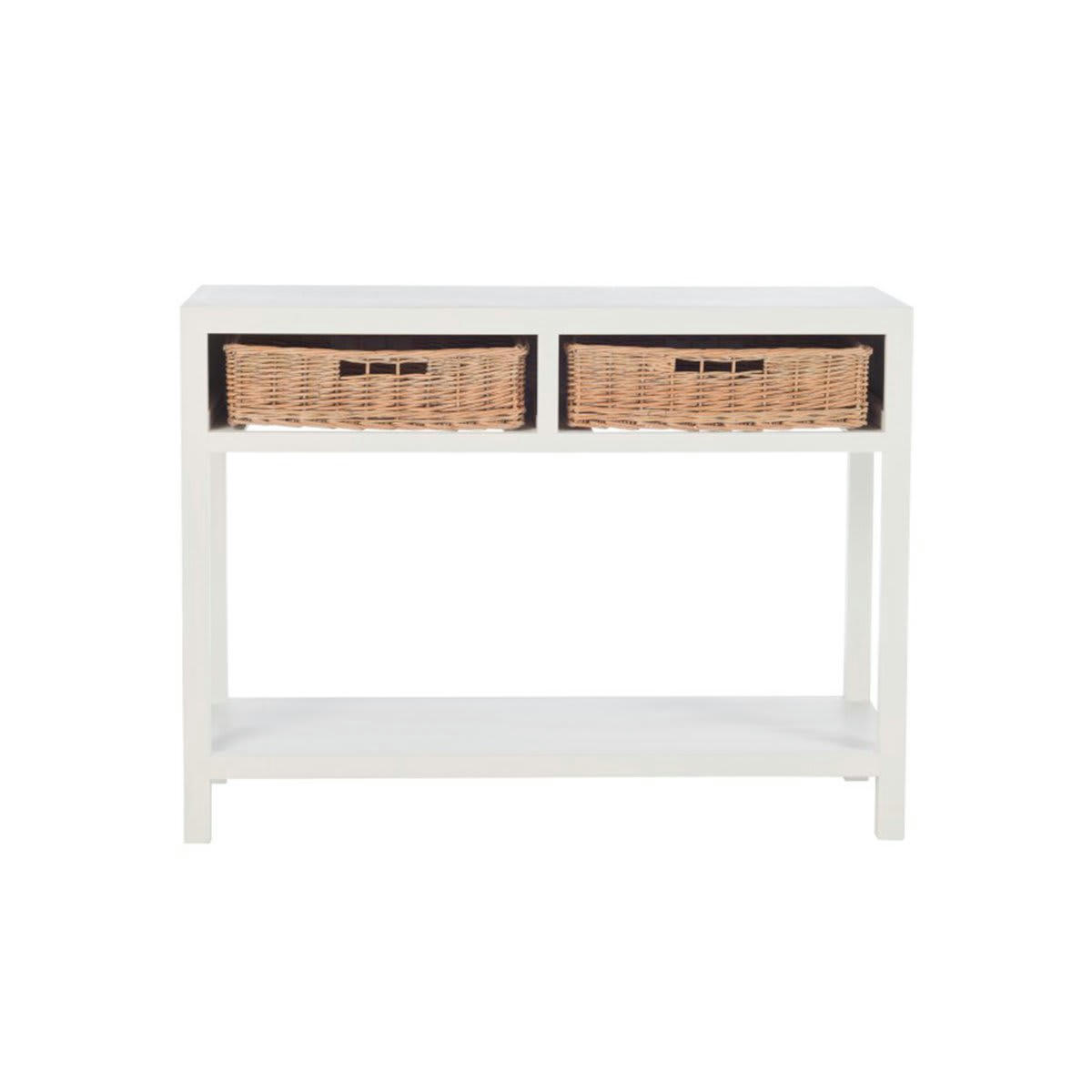 BOUCOTTE - Console bohème en bois blanc avec tiroirs