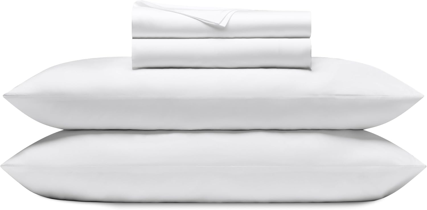 Cozy Earth Luxury Bed Sheet Set - 100% Viscose from Bamboo Fabric, Ultra-Soft & Breathable, Fits Regular & Deep Pocket Mattresses up to 20 - 4 Pieces Queen Sheet Set White