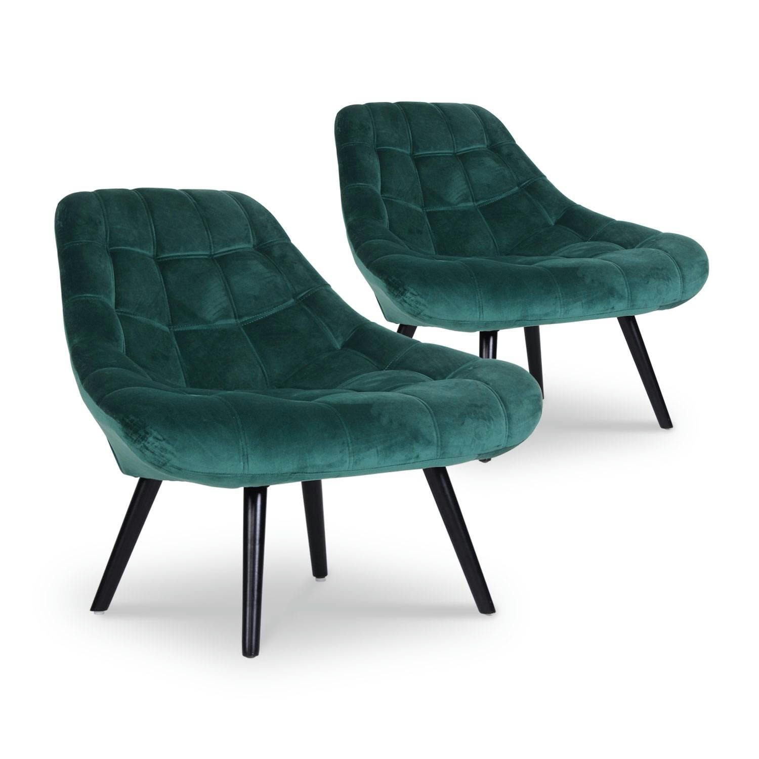 DANIOS - Lot de 2 fauteuils velours vert