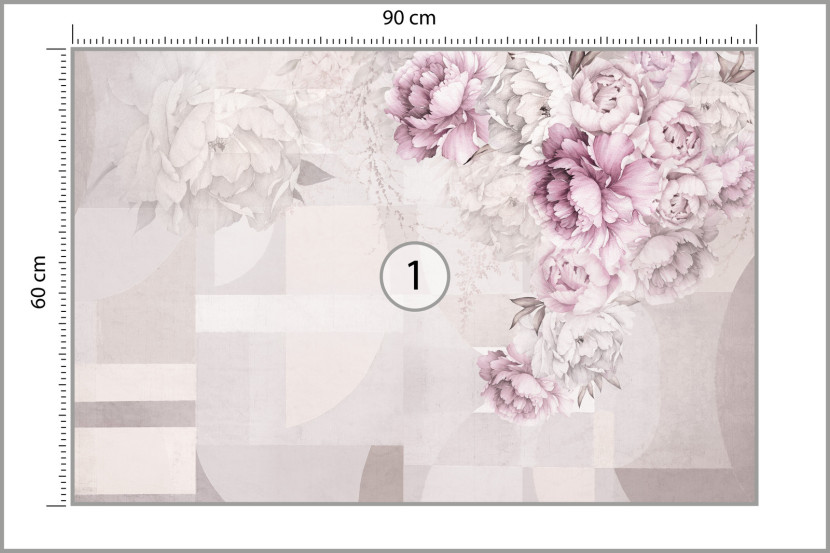 Fototapeta Peonie Na Geometrycznym Tle 90x60cm