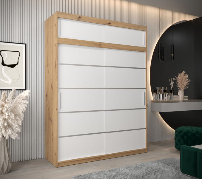 Szafa przesuwna Verona 1 180 artisan   biały z nadstawką