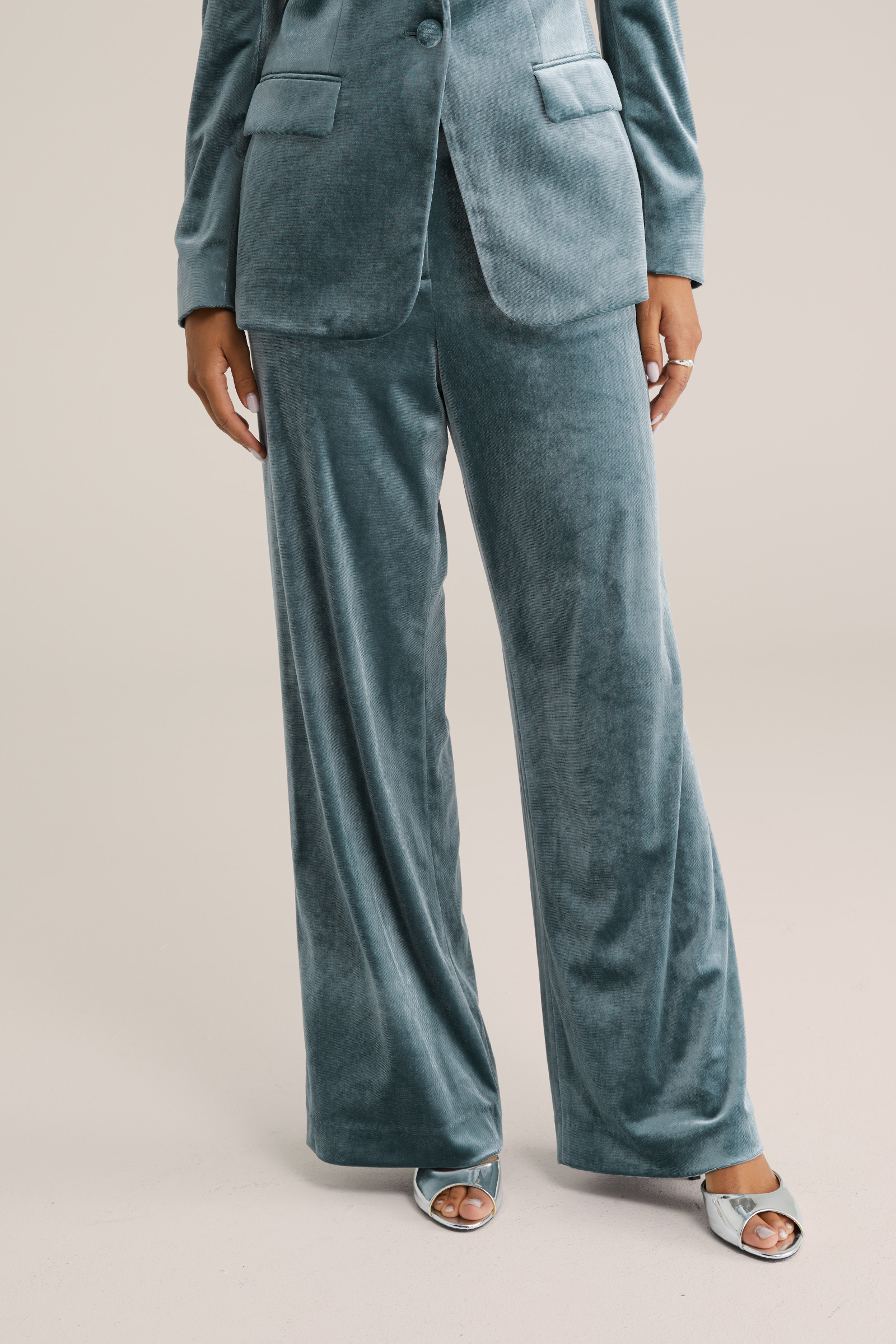 Dames velvet wide leg pantalon