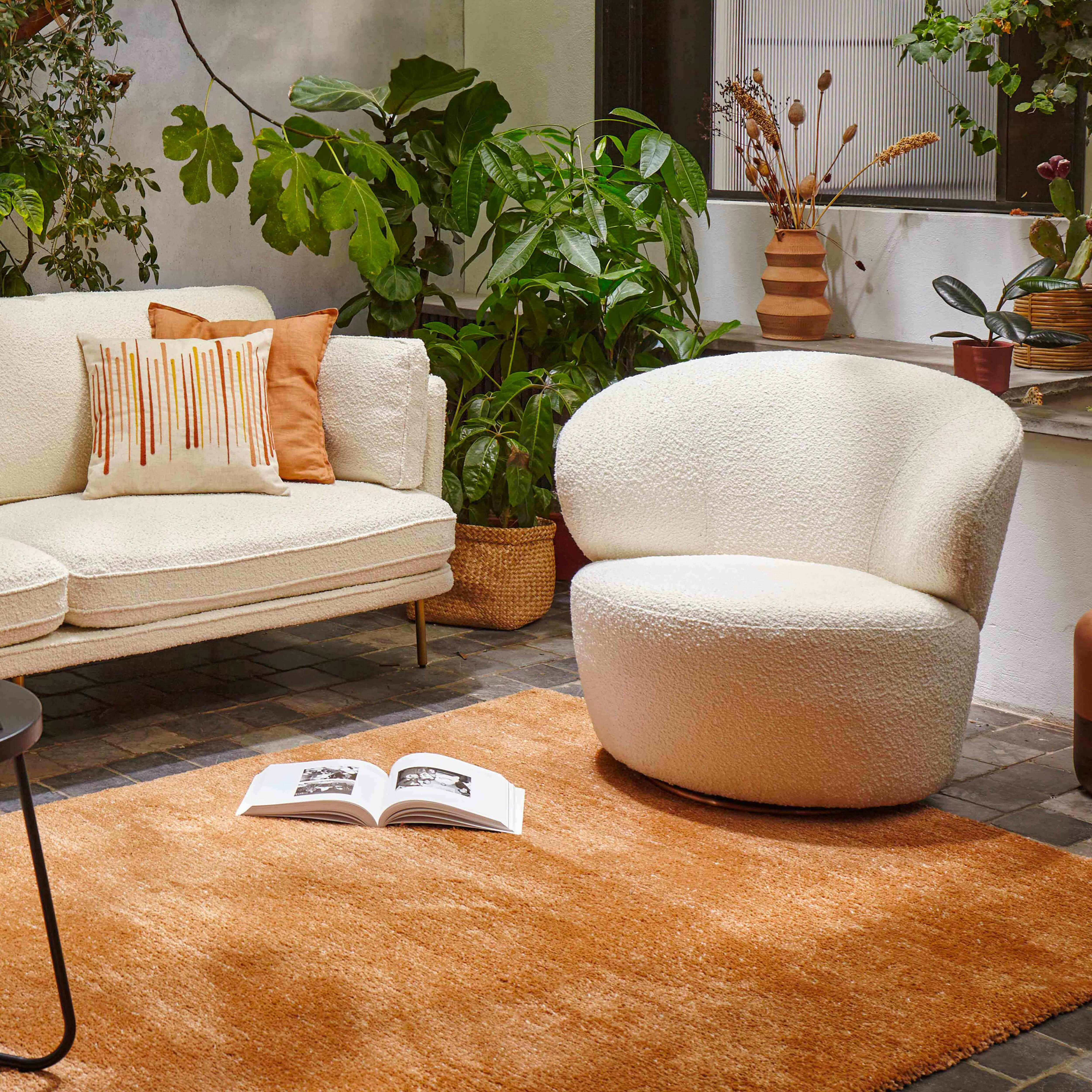 MANAE - Tapis rectangulaire en polypropylène poils ras uni marron 160 x 230 cm