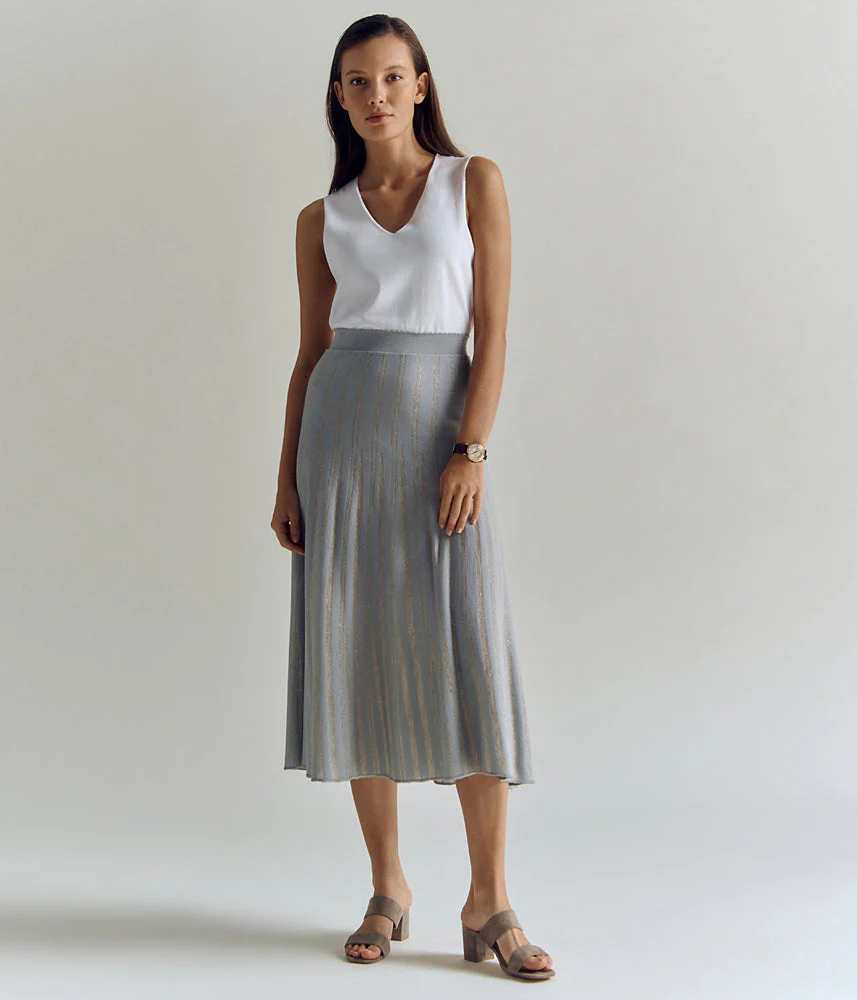 Jupe maille flechée en viscose écologique ILLUSION/83119/911