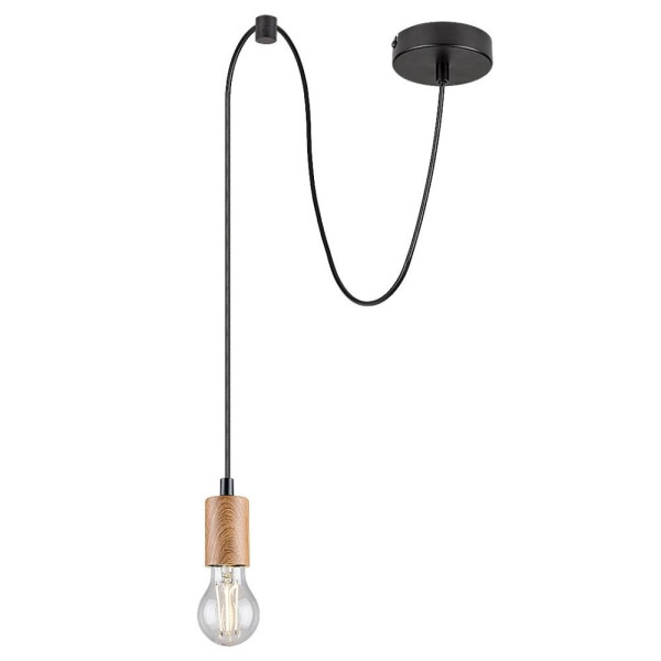 Lampa wisząca czarny matowa-buk Dollien 1xE27x60W Rabalux