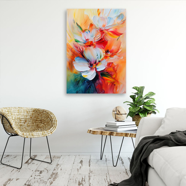 Feeby Obraz do salonu, Kolorowe Kwiaty Imitacja Farby Olejnej 40x60
