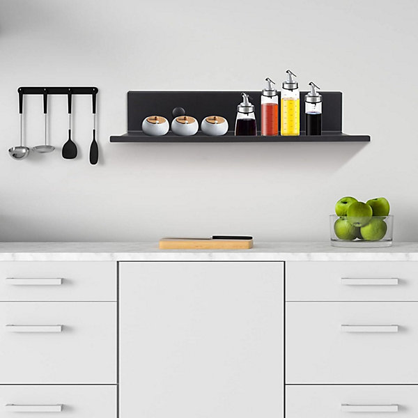 2 étagères murales en métal de 20 cm avec trous et vis pour cuisine, chambre, salon, salle de bain