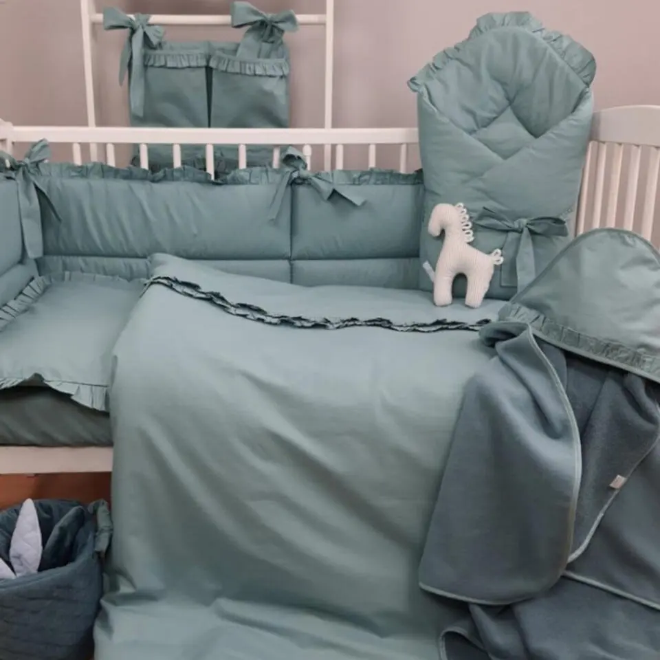 Zavelo Peuter Dekbedovertrek Royal Ruches Groen 120 x 150 cm