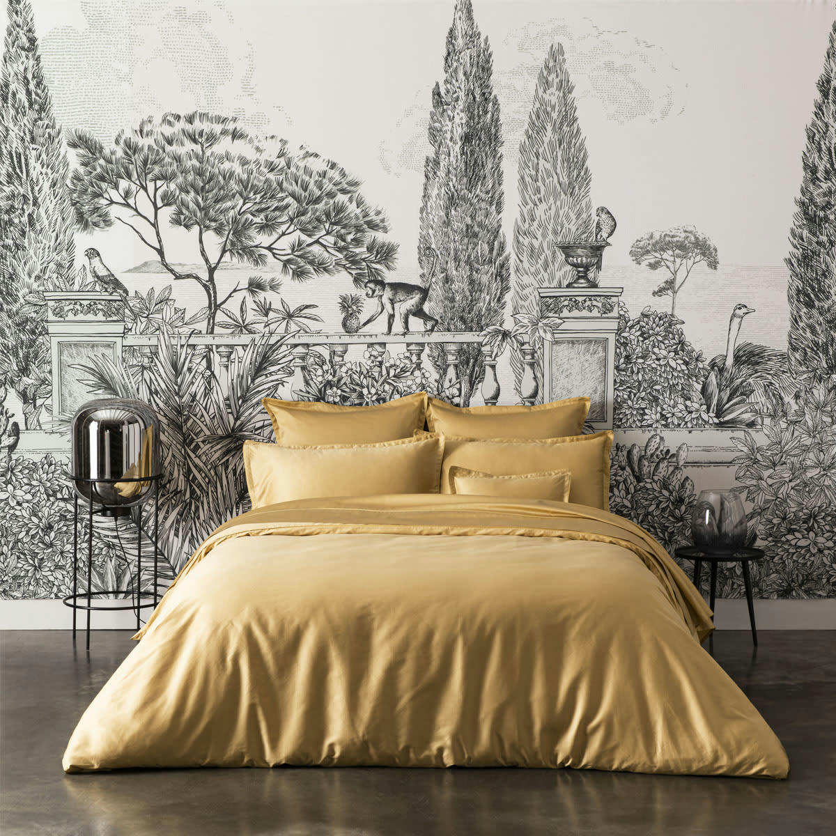 TEOPHILE - Housse de couette en satin de coton or 260x240