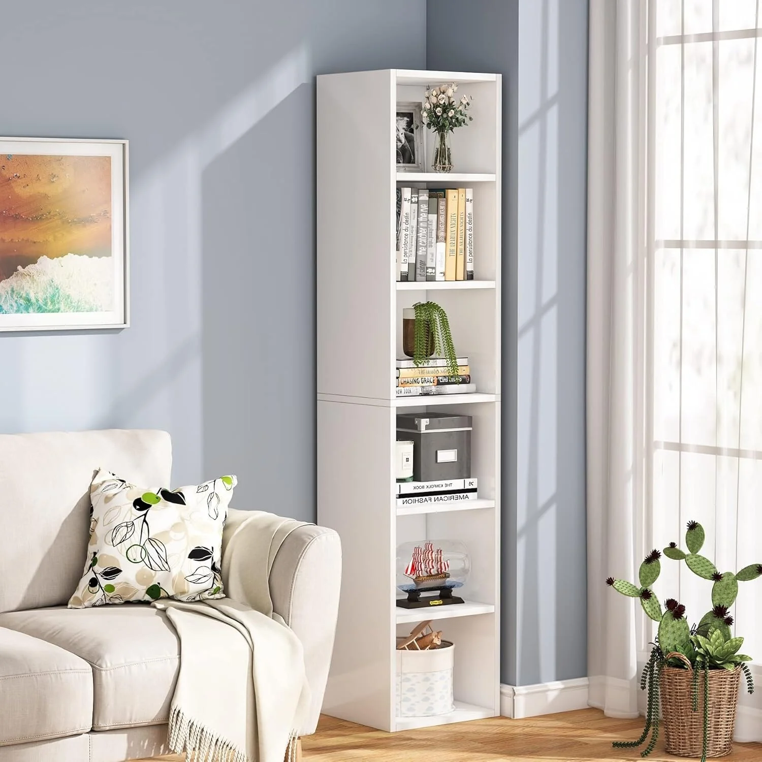 70.9 Inches Tall Narrow Corner Bookcase for Home Office