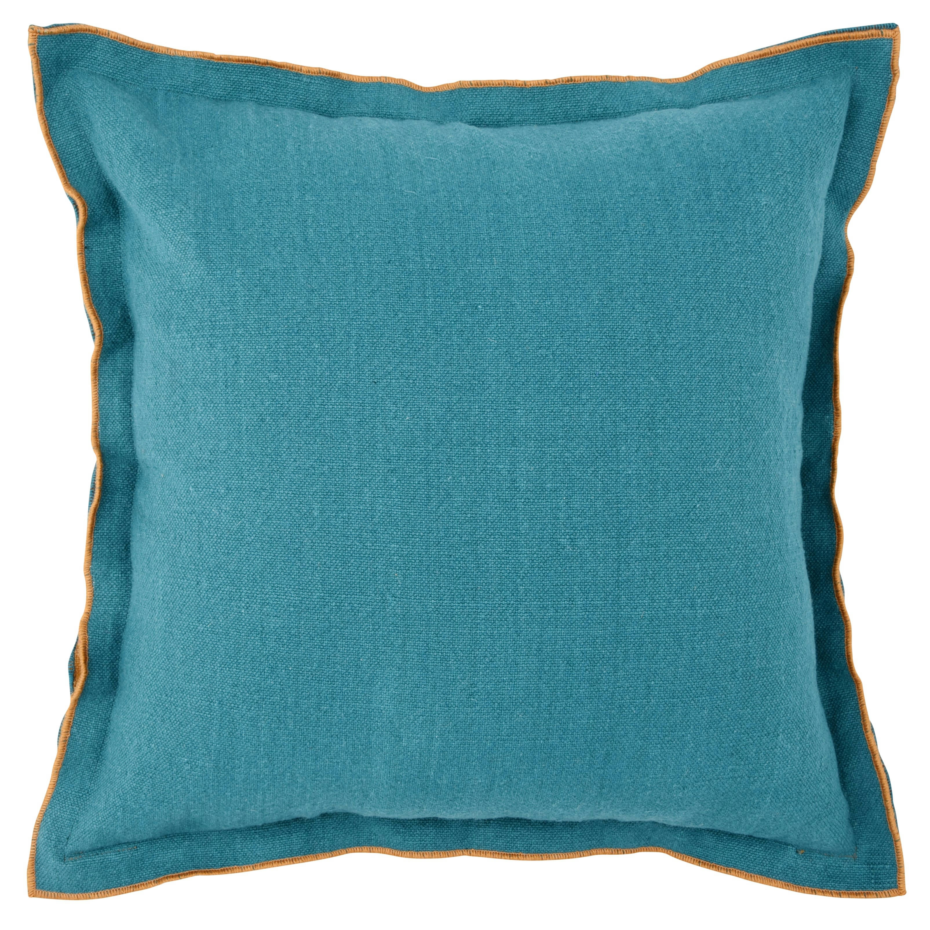 DAISEI - Housse de coussin bicolore en coton et lin bleus 40x40