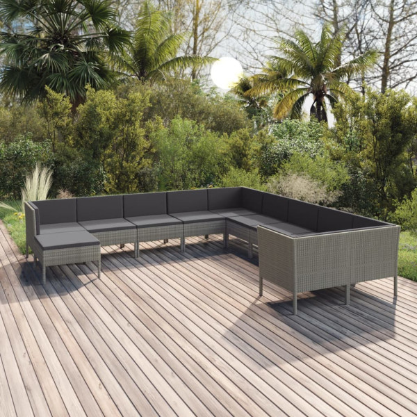 Zestaw wypoczynkowy do ogrodu Szary Technorattan 4x narożna   6x sofa