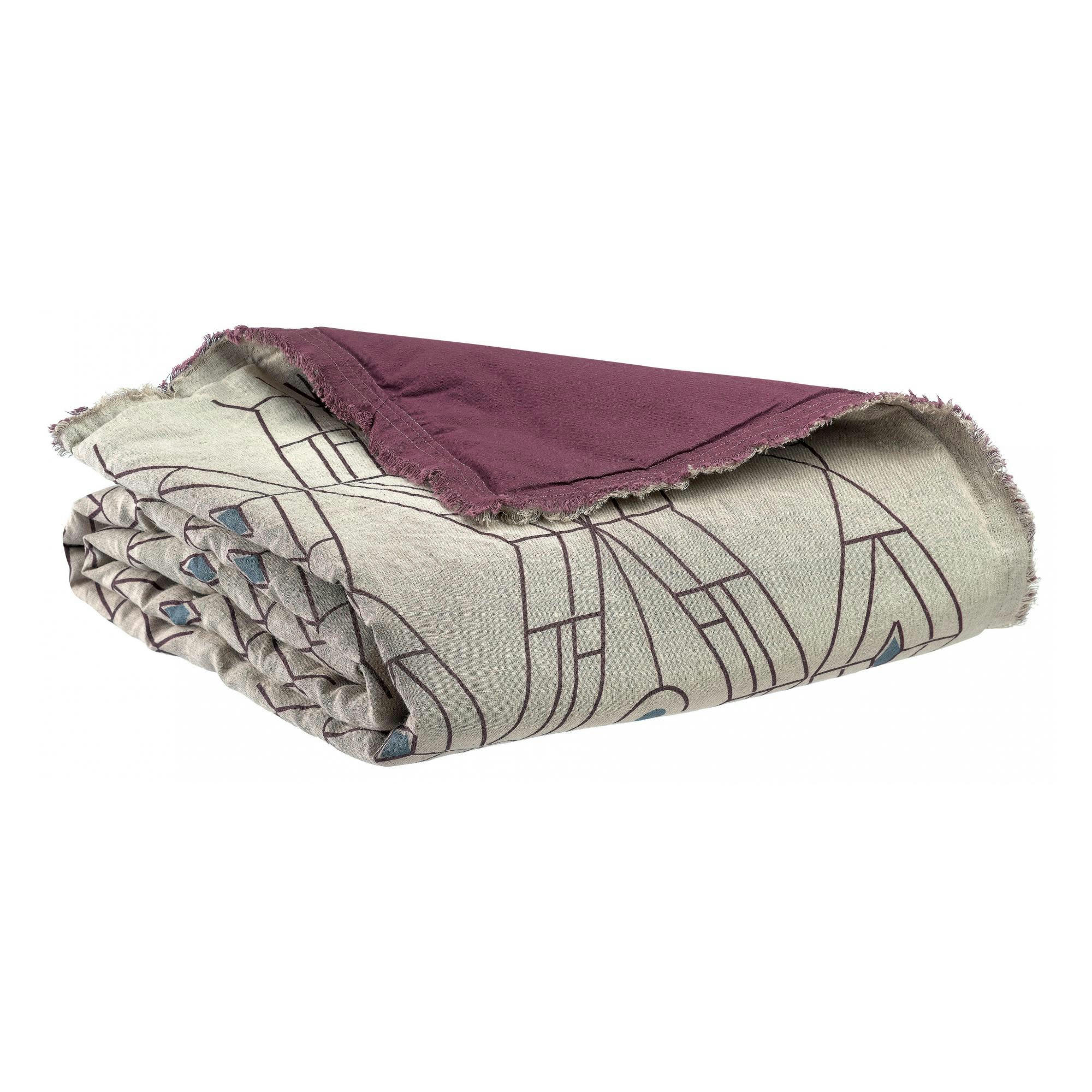 ZEFF TESS - Edredon  en lin bordeaux 80 x 180