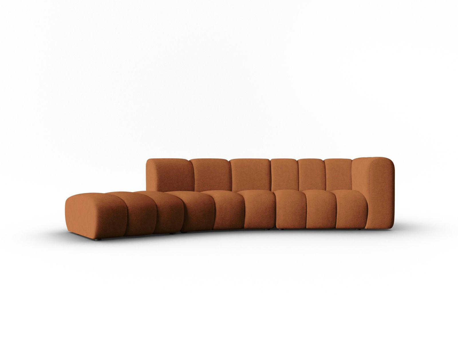 LUPINE - Canapé gauche 5 places en tissu chenille cuivre