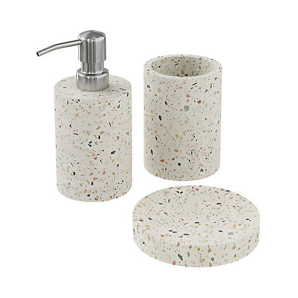 Gobelet GoodHome Elland en béton et polyrésine coloris terrazzo Ø8 x H.11 cm