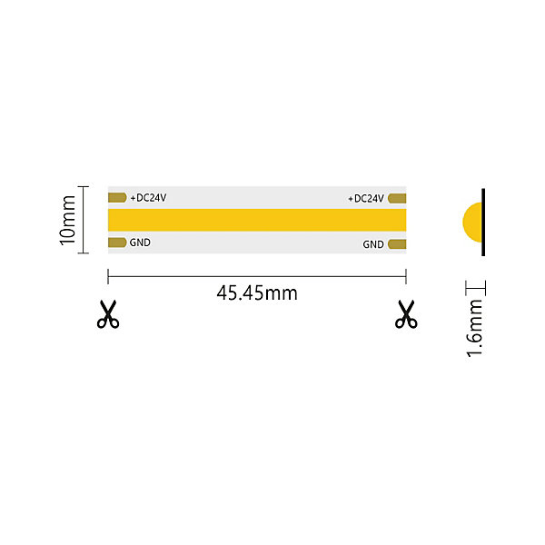 Bande LED 5m COB IP20 Unicolore 15W/MT 24V 3000K