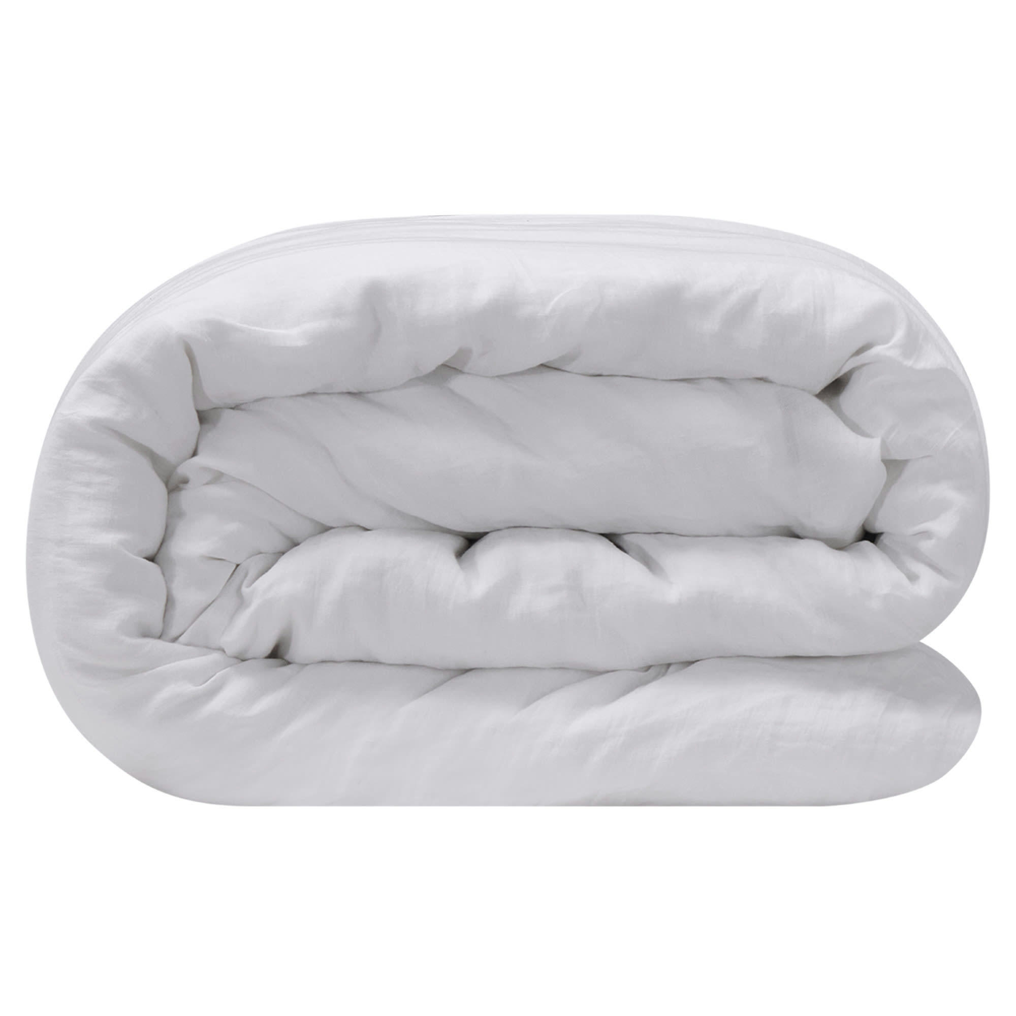 PARURE LIN - Housse de couette en lin blanc 240x220cm  + 2 taies  blanc 50x70cm