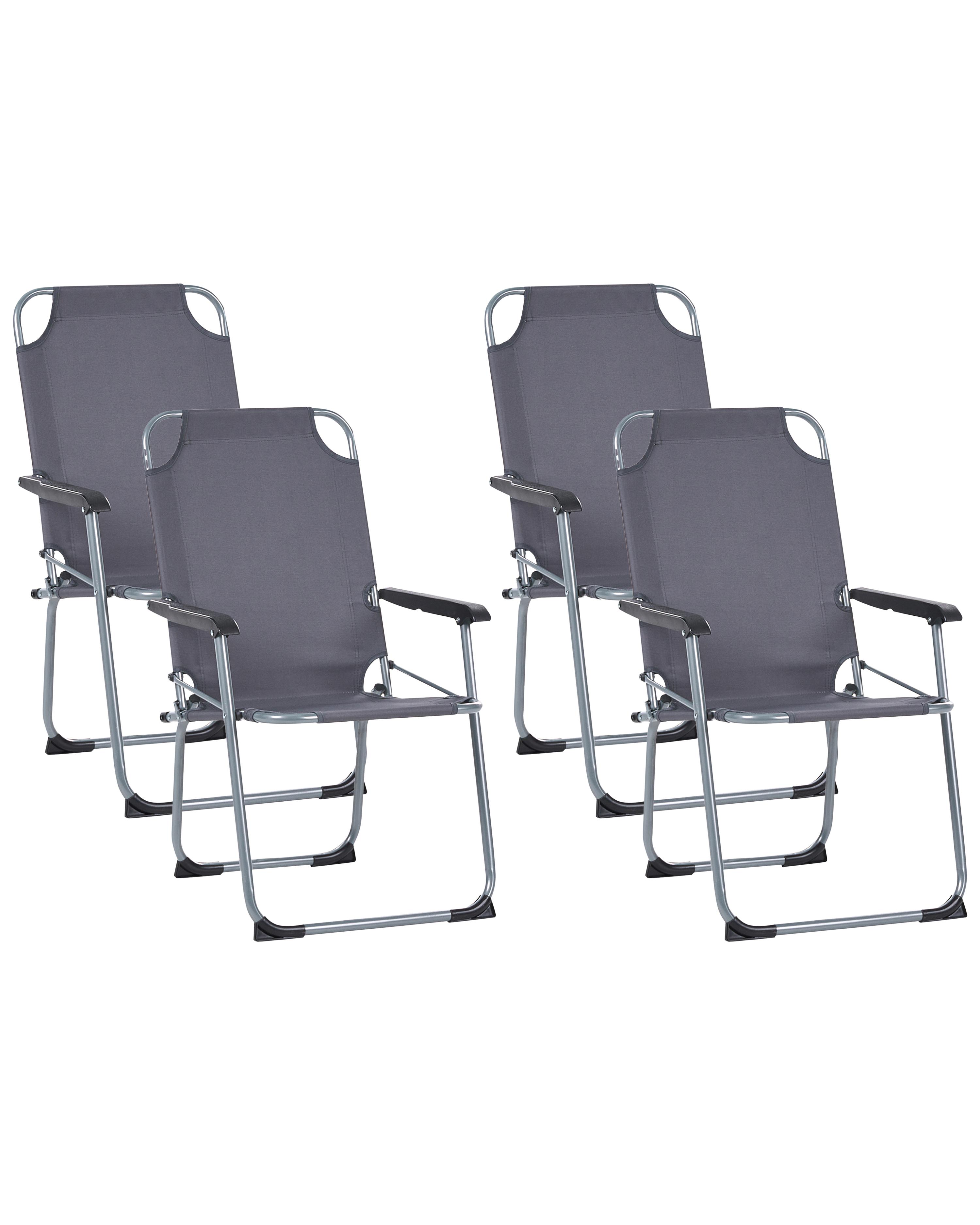 Set of 4 Garden Chairs GALATSI Folding Metal Grey