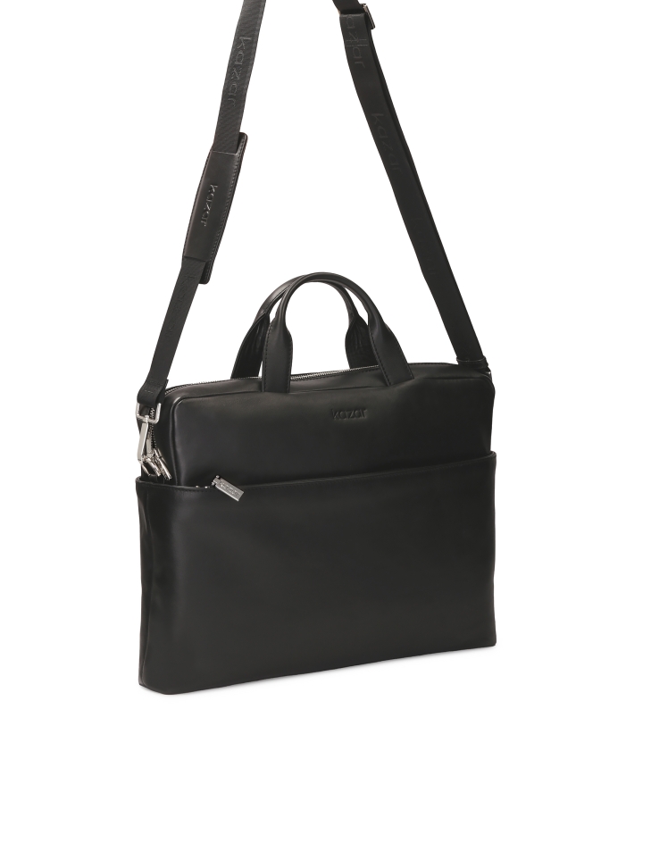 Black leather laptop briefcase bag