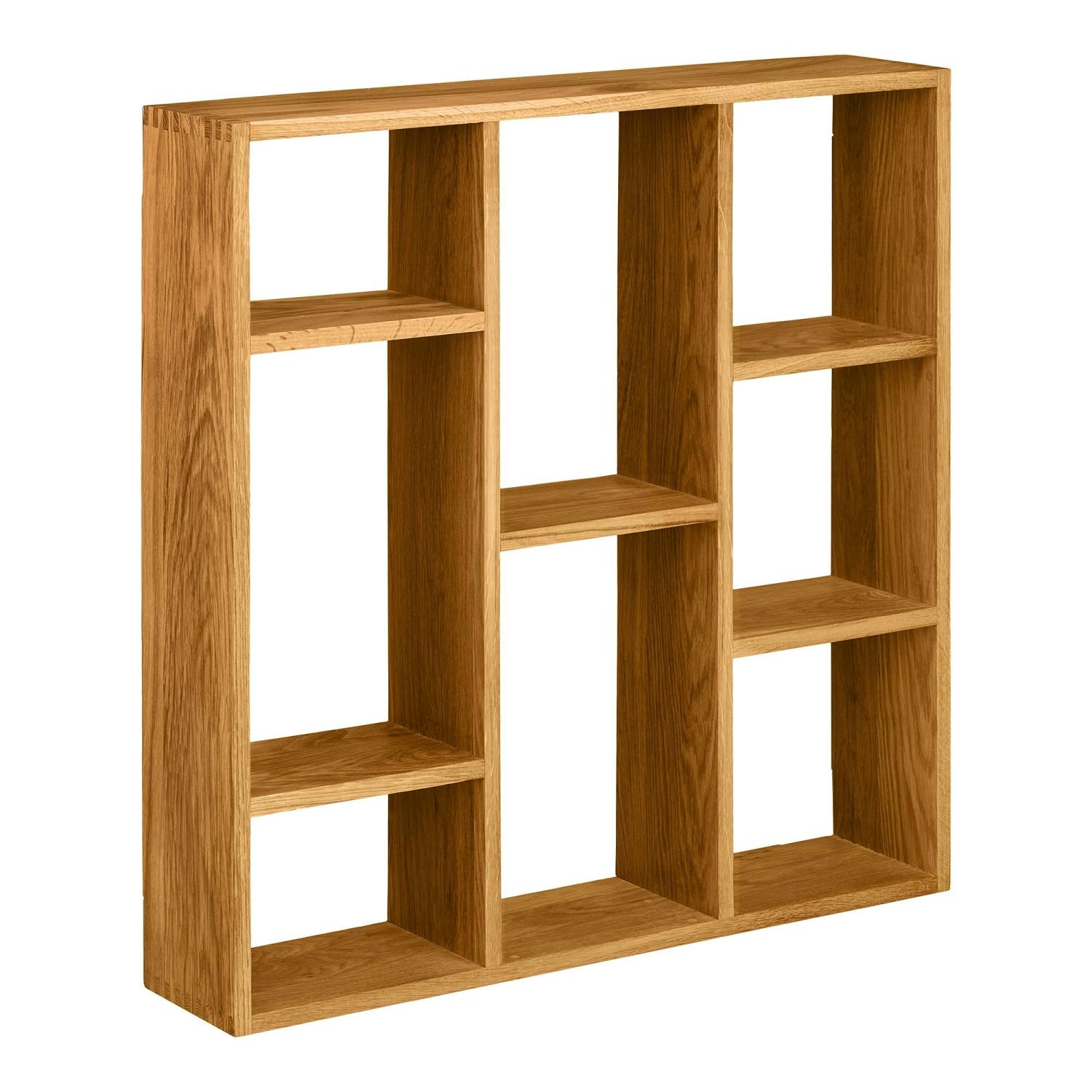 Etagère murale décorative en bois de chêne clair 8 niches VARDE