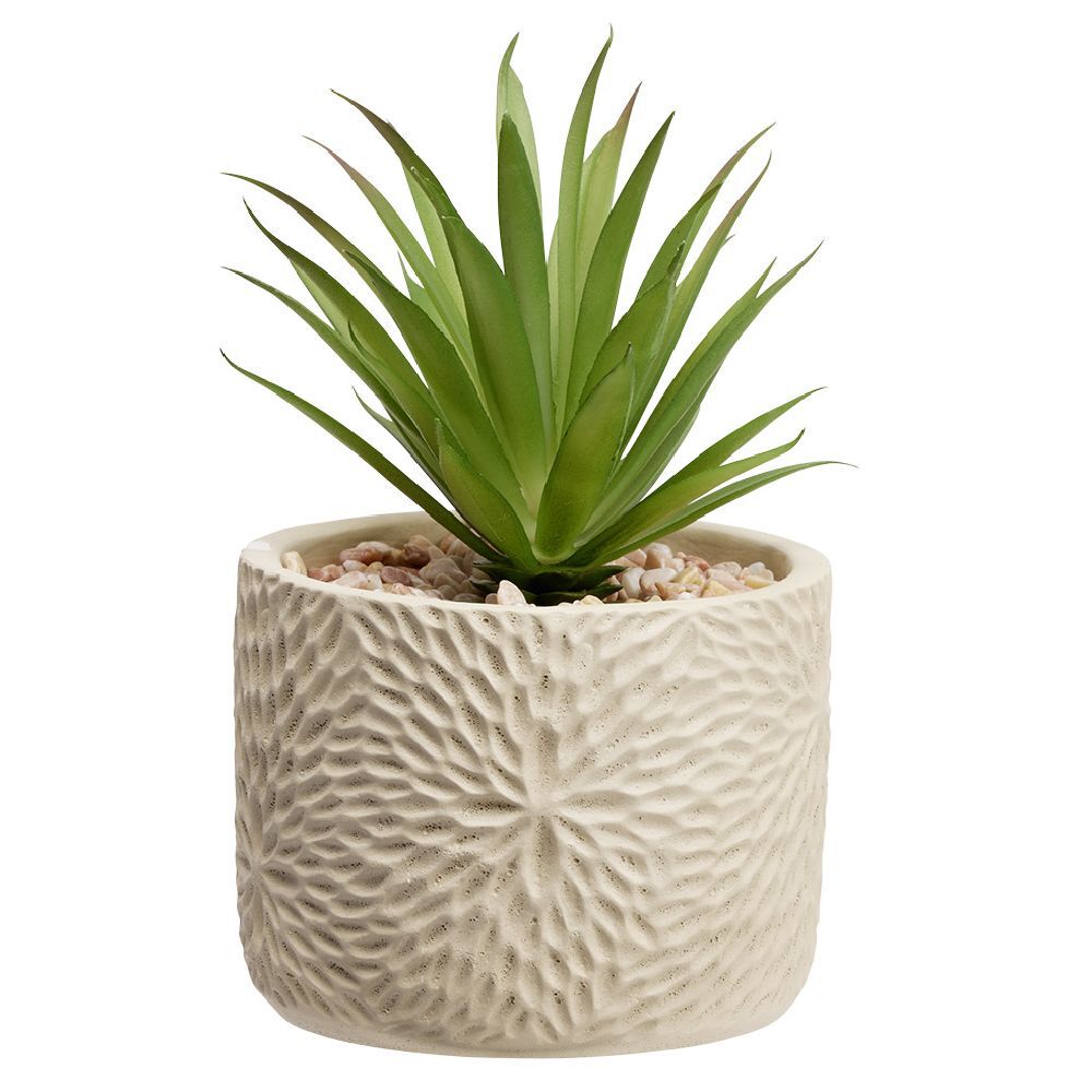 Petite plante artificielle dans pot déco relief
