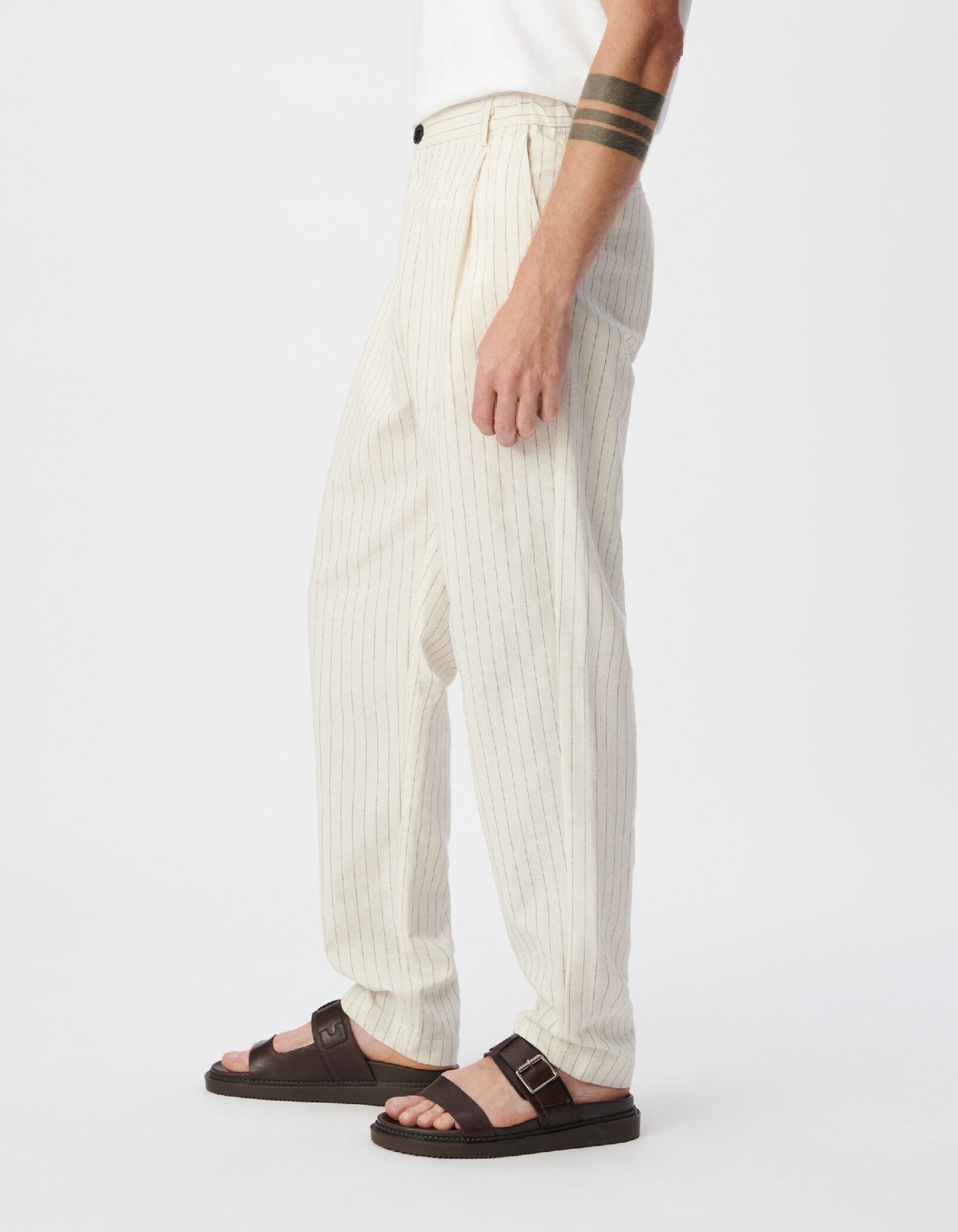 Pantalon écru motif rayures tennis Homme