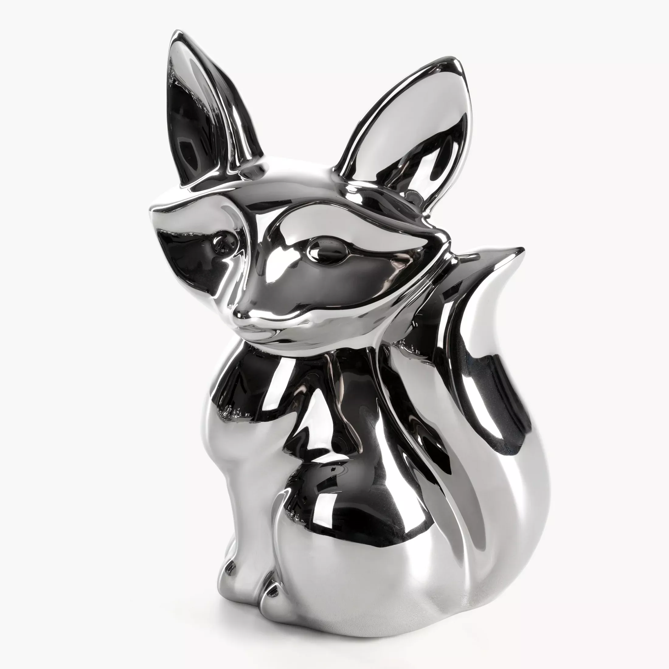 Figurka dekoracyjna wiewiórka srebrna o wysokim połysku 13x10x19 cm FABIO