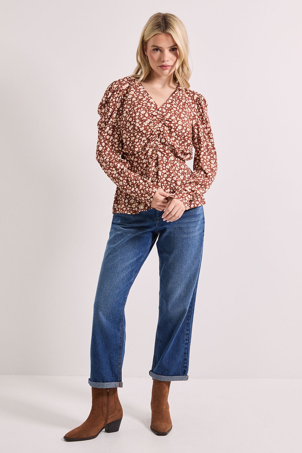 Dorothy Perkins Animal Button Detail Printed Peplum Blouse