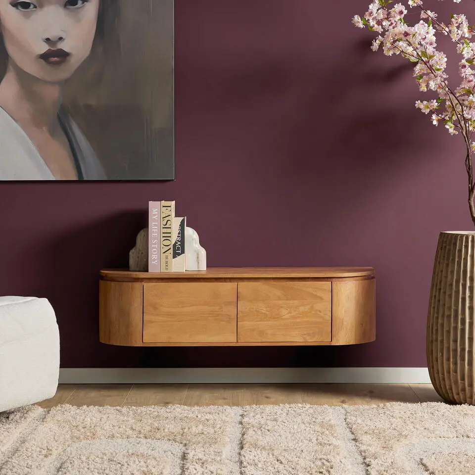 Tv-meubel Naturel Hout - 120x35x30cm - Excellent