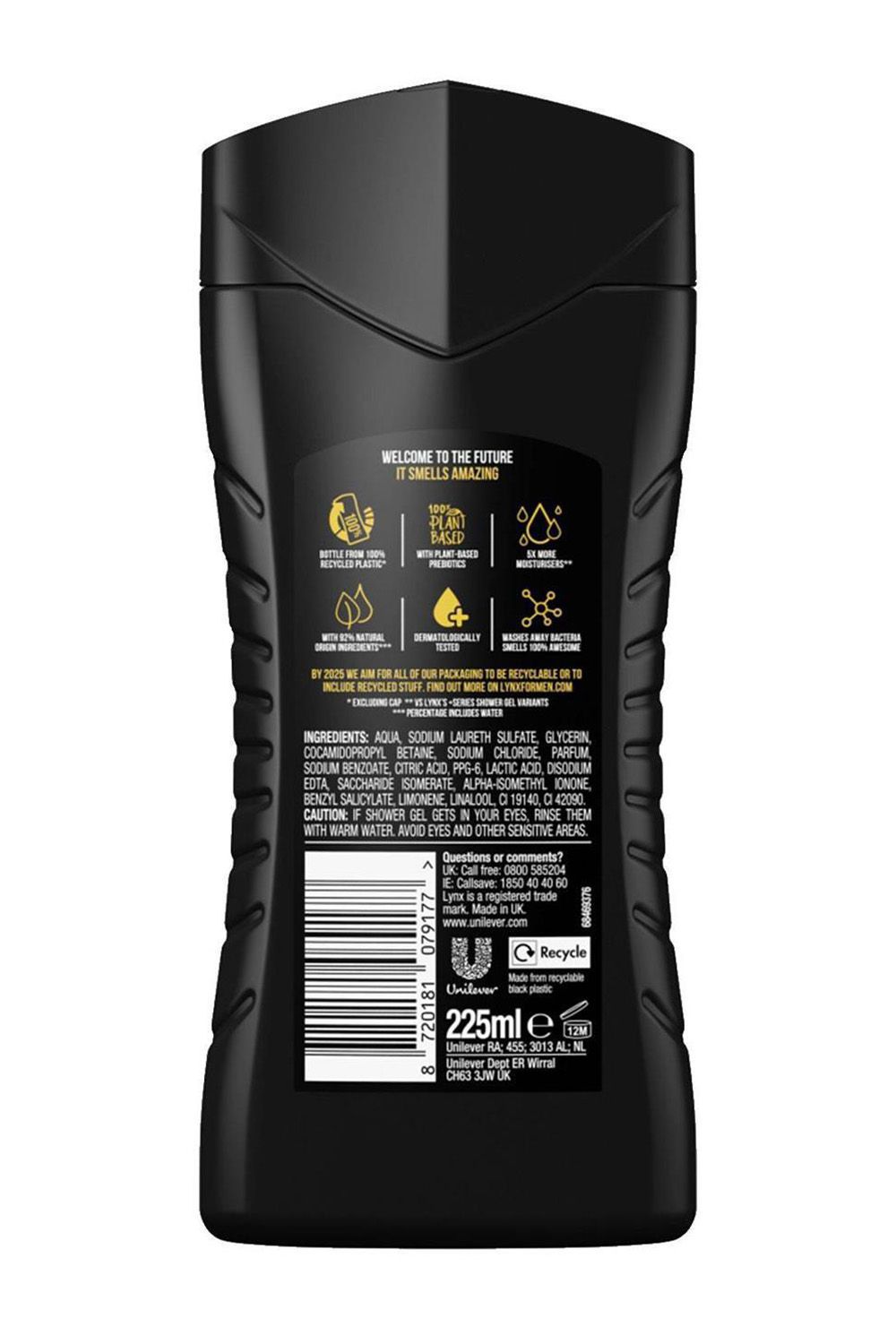 Lynx Black Shower Gel 12Hr Refreshing Fragrance 225ml