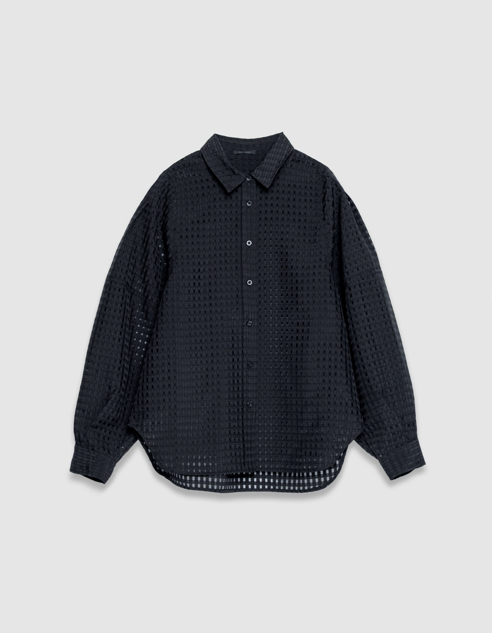 Chemise noire motif carreaux ajourés Femme