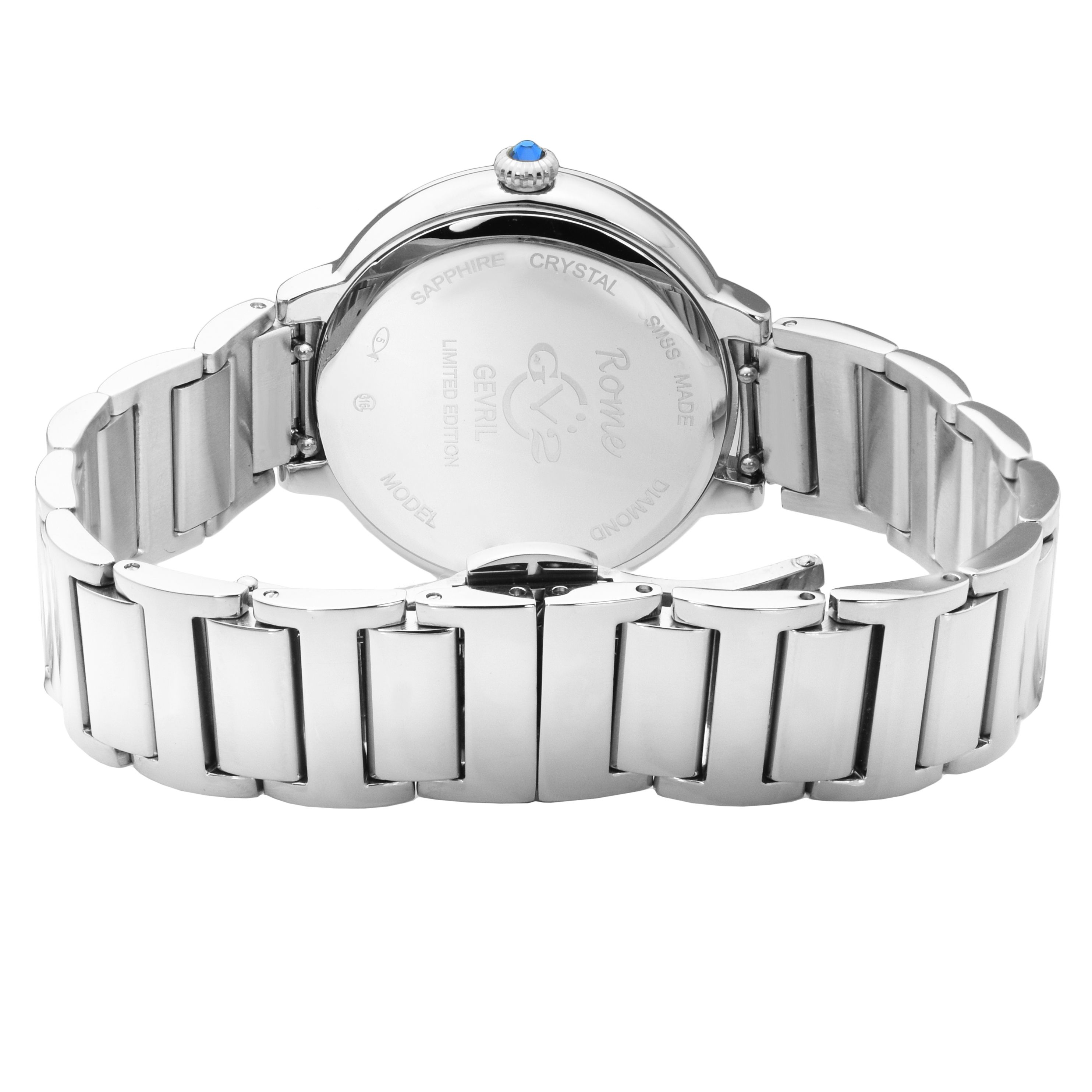 GV2 Rome, Swiss Quartz Watch, White Dial, 316L Stainless Steel, and Sapphire Crystal