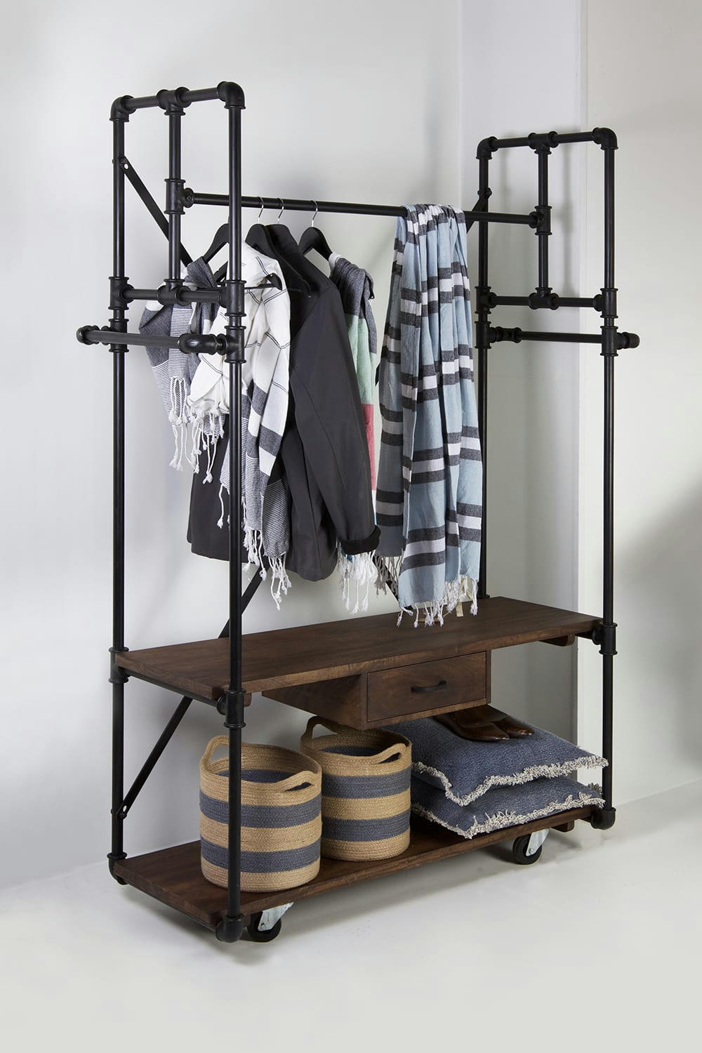 PIPA - Portant en bois marron et fer noir