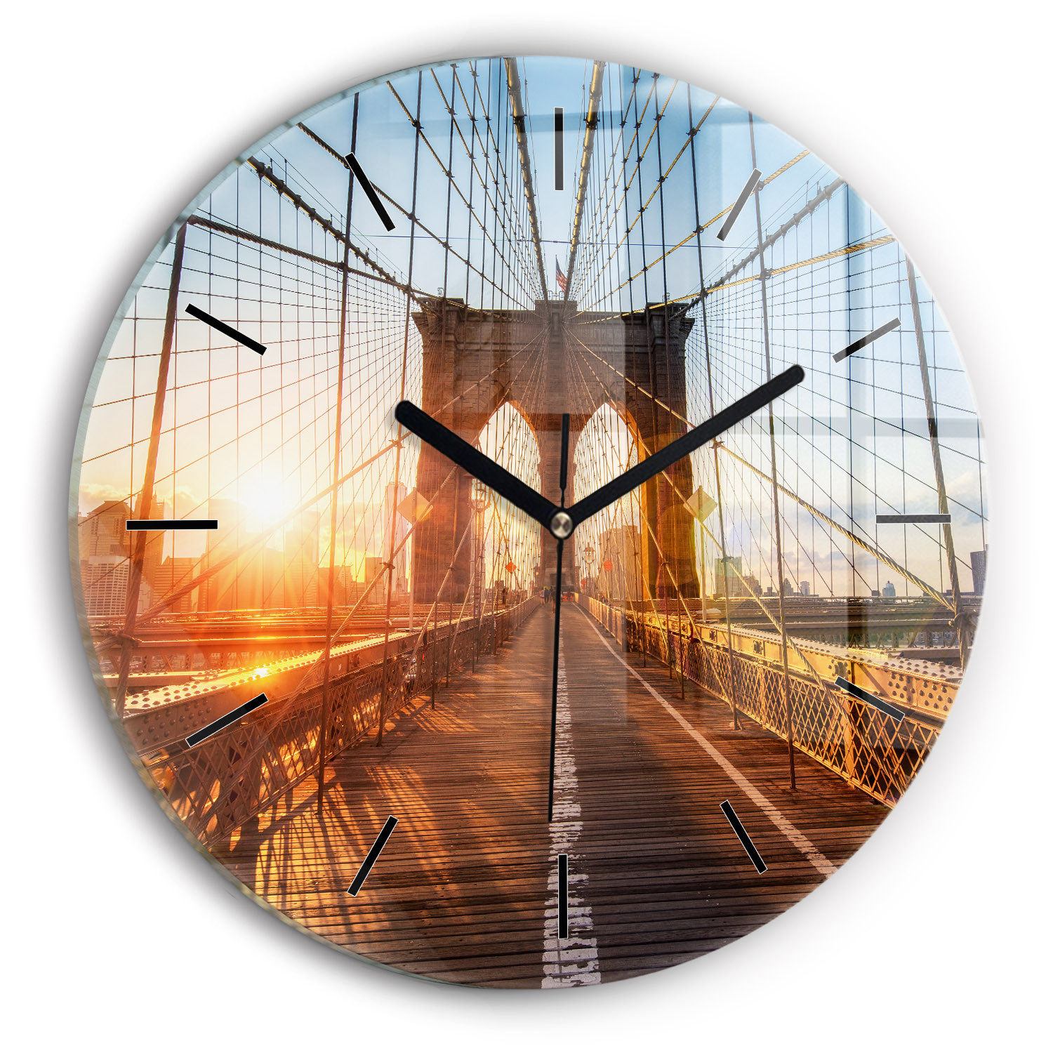 Cichy Zegar Dekoracyjny ścienny Most Brooklyn NYC fi30
