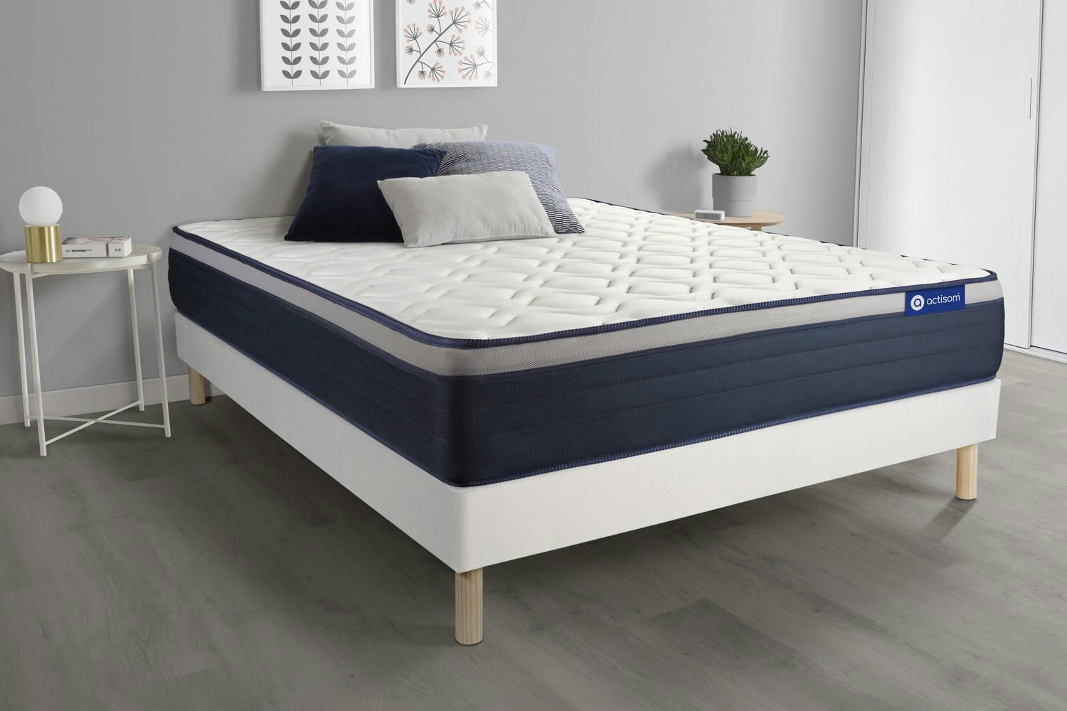 ACTIMEMO MAX - Ensemble 200x200 cm sommier kit blanc