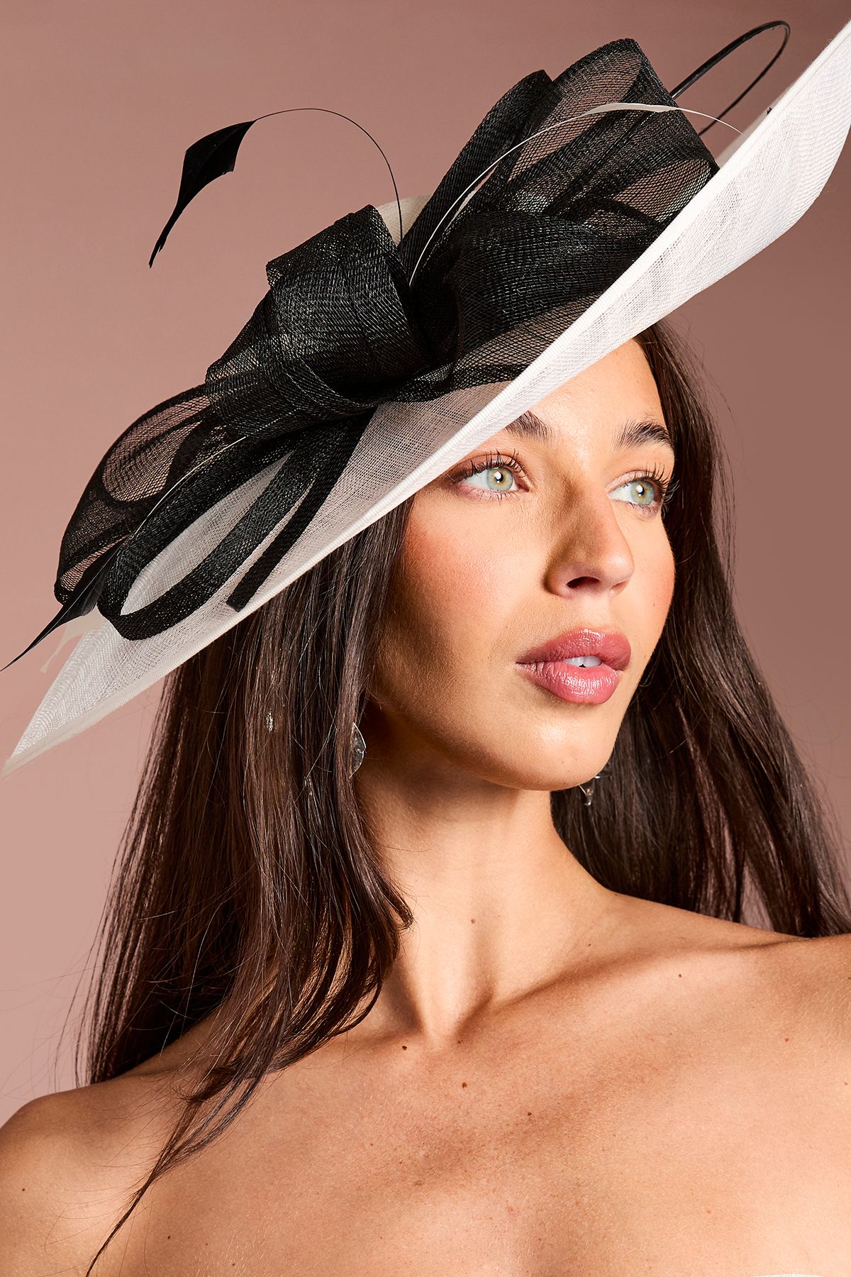 Coast Mono Bow And Feather Wide Brim Fascinator