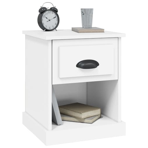NNEVL Bedside Cabinet White 39x39x47.5 cm Engineered Wood