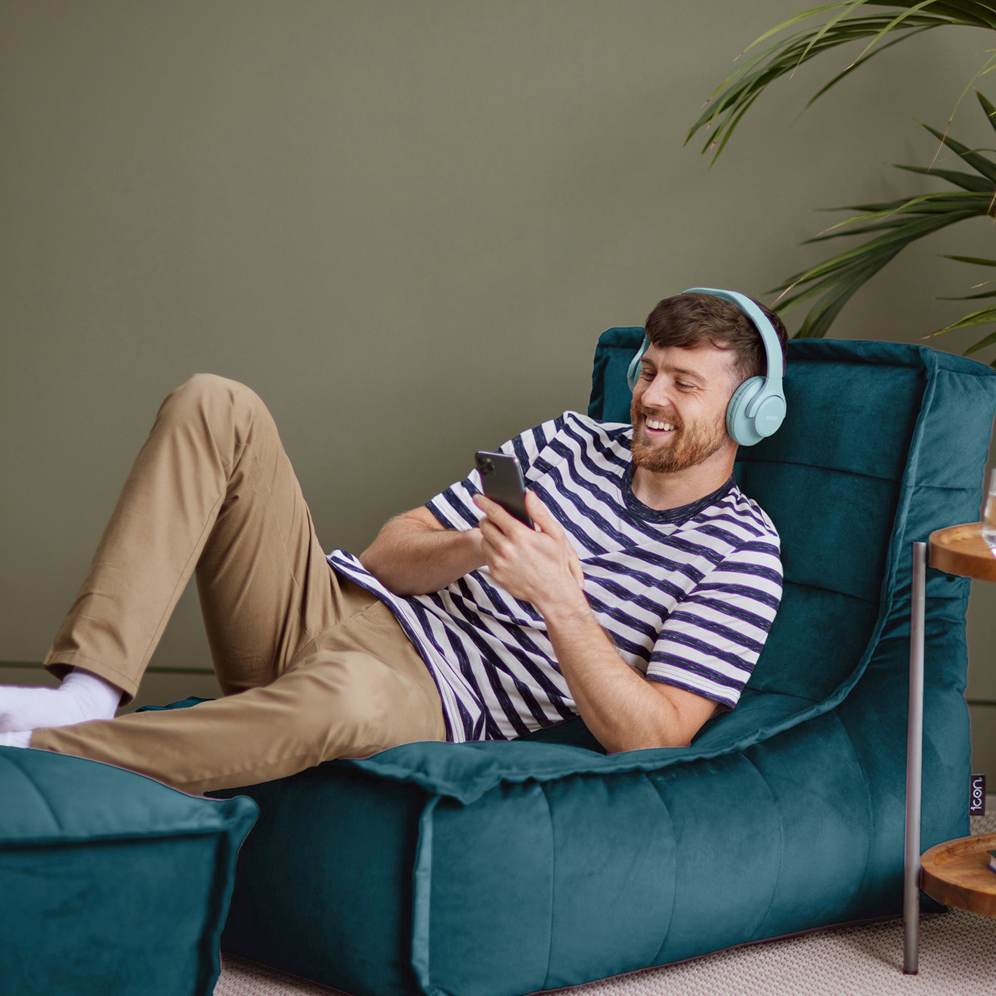 icon Dolce Lounge Zitzak - Velours - Blauwgroen