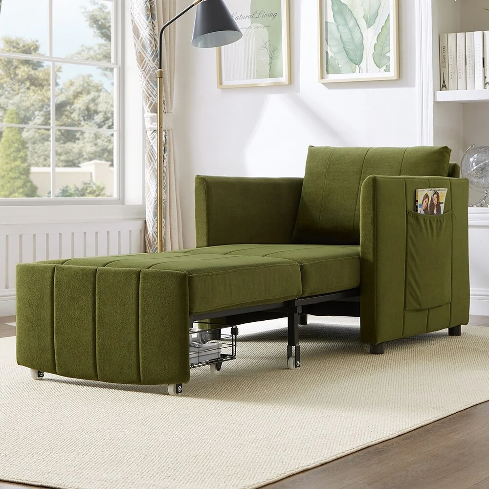 31.5 Compact Sleeper Sofa with 5-Position Backrest, Storage Solutions