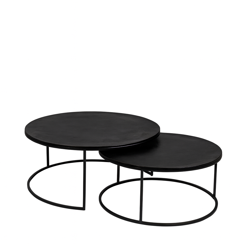 StarFurn Salontafel Darryl - Rond Zwart Metaal - Set van 2