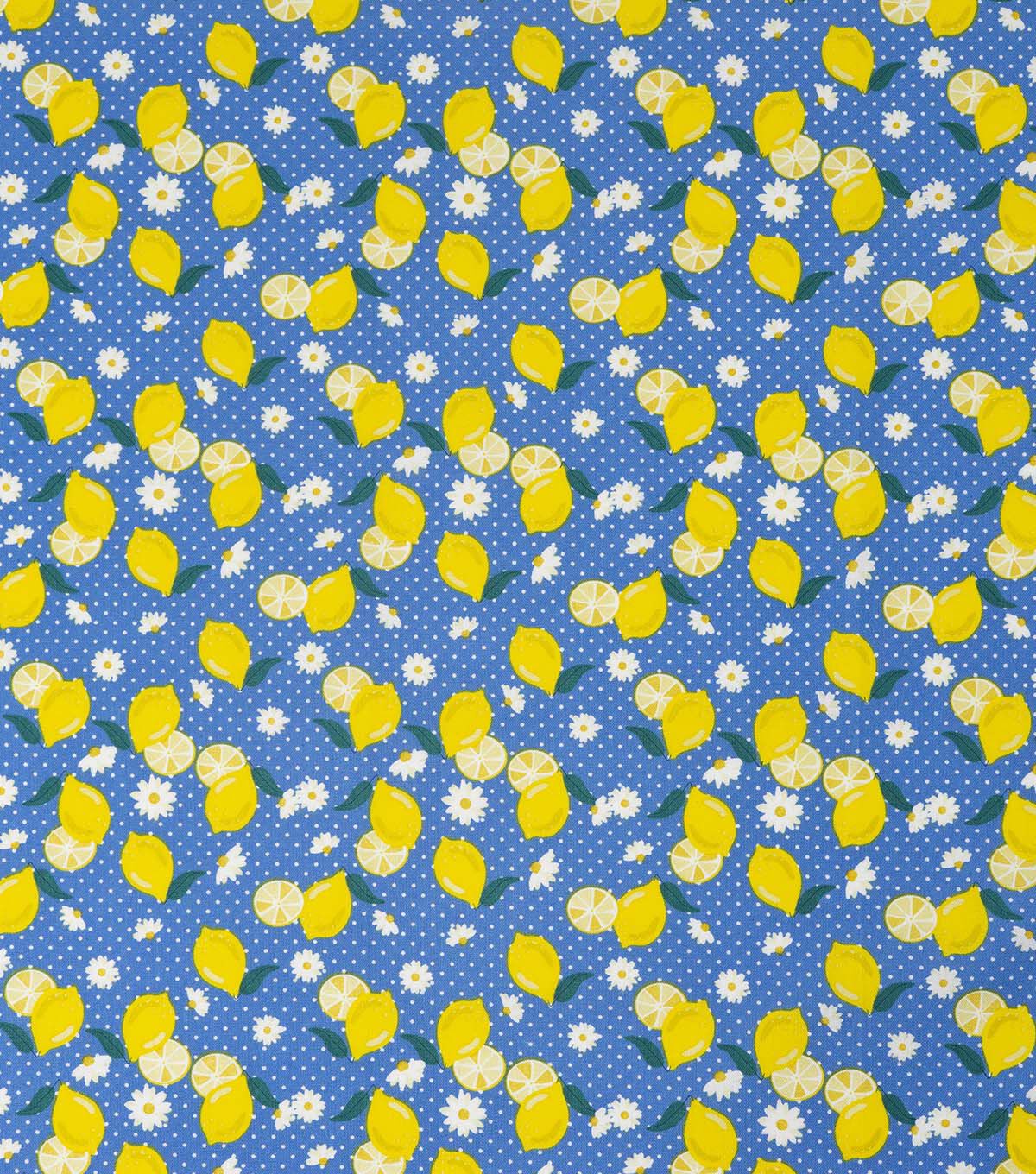 SINGER Lemons on Blue Novelty Cotton Fabric